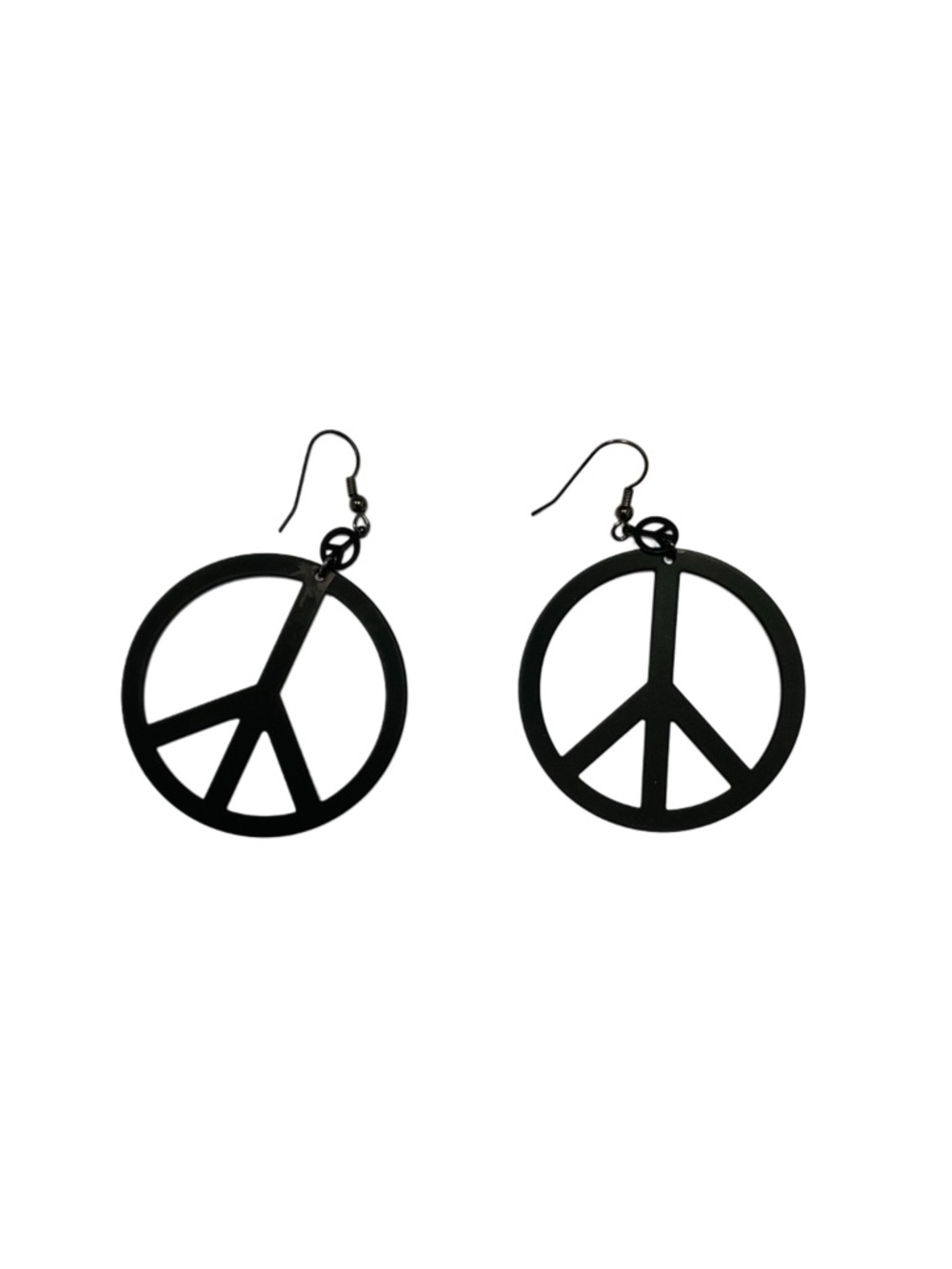 Black Peace Sign Metal Dangle Earrings